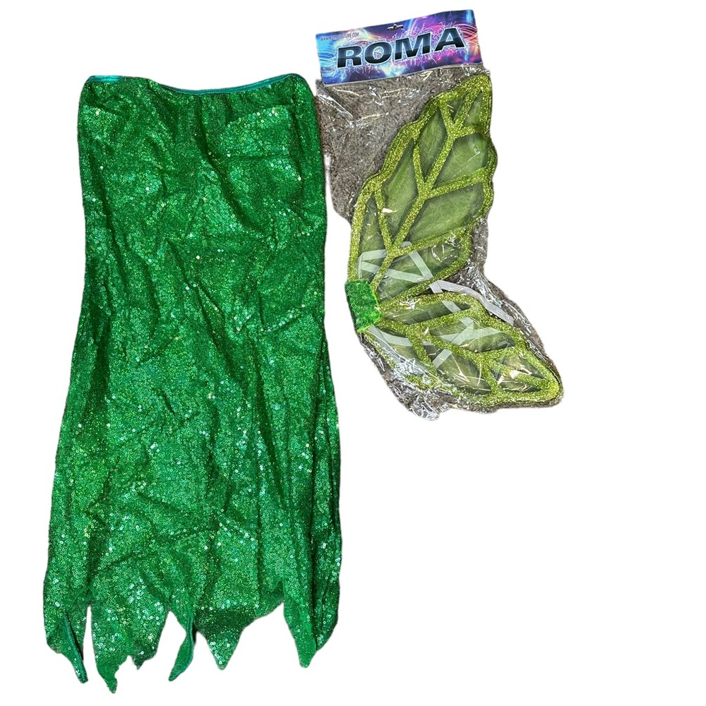 Yandy Roma Costumes Mischievous Fairy Costume Dress Wings Mini Sequin Tinkerbell
